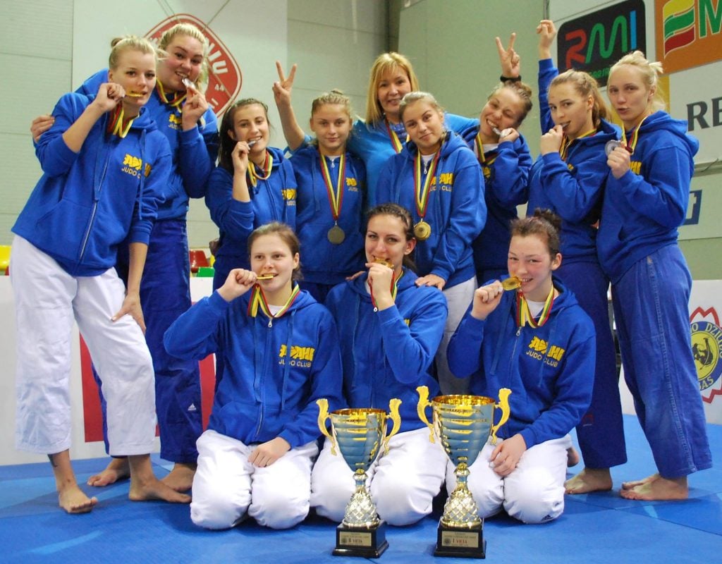 Lolita Dudeniene and her judo team from Asahi Judo Club, Kaunas, Lithuania